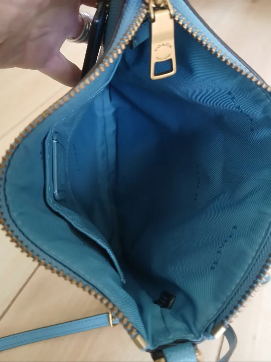 Coach New York Leather Kitt Messenger Crossbody Bag In Blue - Picture 5 of 12